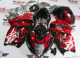 Candy Apple Red Flames and Black Fairing Kit for a 1999, 2000, 2001, 2002, 2003, 2004, 2005, 2006, & 2007 Suzuki GSX-R1300 Hayabusa motorcycle