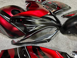 Suzuki GSXR1300 Hayabusa (2008-2019) Matte Candy Red, Matte Black & White Tribal Flame Fairings 