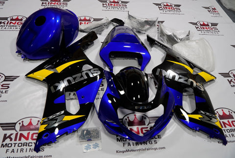 Suzuki GSXR600 (2000-2003) Blue, Black, Yellow & Chrome Fairings at KingsMotorcycleFairings.com