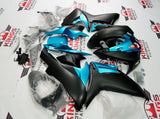 Matte Black and Turquoise Blue Fairing Kit for a 2011, 2012, 2013, 2014, 2015, 2016, 2017, 2018, 2019, 2020 & 2021 Suzuki GSX-R750 motorcycle