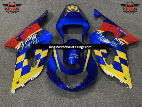 Suzuki GSXR600 Fairings (2000-2003) Blue, Yellow, Red Telefonica at KingsMotorcycleFairings.com