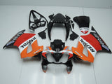 Black, Orange, Red and White Repsol Fairing Kit for a 2002, 2003, 2004, 2005, 2006, 2007, 2008, 2009, 2010, 2011, 2012 and 2013 Honda VFR800 motorcycle