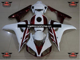 White and Dark Red Fairing Kit for a 2006 & 2007 Honda CBR1000RR motorcycle