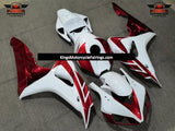 White and Candy Apple Red Fairing Kit for a 2006 & 2007 Honda CBR1000RR motorcycle