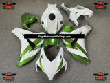 White and Green Fairing Kit for a 2008, 2009, 2010 & 2011 Honda CBR1000RR motorcycle