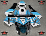 White, Light Blue and Black Striped Wing Fairing Kit for a 2005 and 2006 Honda CBR600RR motorcycle