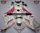 White and Pink Flame Fairing Kit with White & Red 600RR Tail Decals for a 2007 and 2008 Honda CBR600RR motorcycle