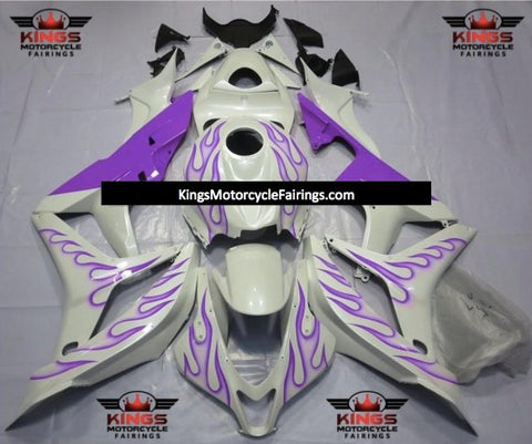 Honda CBR600RR (2007-2008) White & Purple Flame Fairings