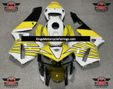 White, Yellow and Black Striped Wing Fairing Kit for a 2005 and 2006 Honda CBR600RR motorcycle