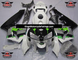 White, Black and Green Splatter Fairing Kit for a 2005 and 2006 Honda CBR600RR motorcycle