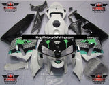 White, Black and Light Green Splatter Fairing Kit for a 2005 and 2006 Honda CBR600RR motorc