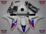 White, Blue and Red Fairing Kit for a 2008, 2009, 2010 & 2011 Honda CBR1000RR motorcycle