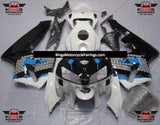 White, Black and Blue Splatter Fairing Kit for a 2005 and 2006 Honda CBR600RR motorcycle