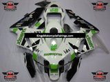 White, Black and Green HANNspree Fairing Kit for a 2003 and 2004 Honda CBR600RR motorcycle