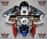 White, Black, Red and Blue TS Fairing Kit for a 2003 and 2004 Honda CBR600RR motorcycle