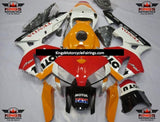 White, Red and Orange Repsol Fairing Kit for a 2005 and 2006 Honda CBR600RR motorcycle