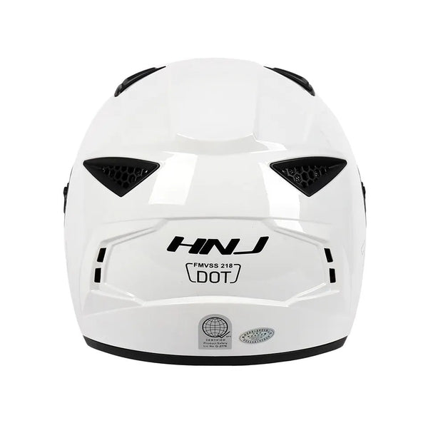 White HNJ Motorcycle Helmet with Black Visor