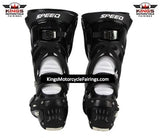 White & Black Tall Speed Leather Motorcycle Boots at KingsMotorcycleFairings.com