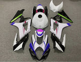 White, Black, Blue, Pink, Gray and Green Fairing Kit for a 2007 & 2008 Suzuki GSX-R1000 motorcycle