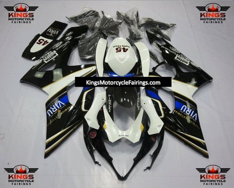 White, Black, Blue and Gold Viru Fairing Kit for a 2005 & 2006 Suzuki GSX-R1000 motorcycle