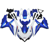 White, Blue, Silver, Red and Black Fairing Kit for a 2008, 2009, & 2010 Suzuki GSX-R600 motorcycle