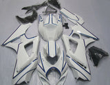 White, Blue and Black Pinstriped Fairing Kit for a 2007 & 2008 Suzuki GSX-R1000 motorcycle