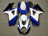 White, Blue and Black Fairing Kit for a 2007 & 2008 Suzuki GSX-R1000 motorcycle
