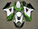 White, Green and Black Fairing Kit for a 2007 & 2008 Suzuki GSX-R1000 motorcycle