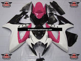 White, Pink and Black Star Fairing Kit for a 2006 & 2007 Suzuki GSX-R600 motorcycle