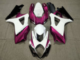 White, Pink and Black Fairing Kit for a 2007 & 2008 Suzuki GSX-R1000 motorcycle