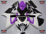 White, Purple and Black Star Fairing Kit for a 2006 & 2007 Suzuki GSX-R600 motorcycle