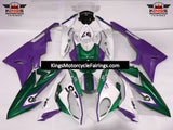 White, Purple and Green Fairing Kit for a 2017 and 2018 BMW S1000RR motorcycle