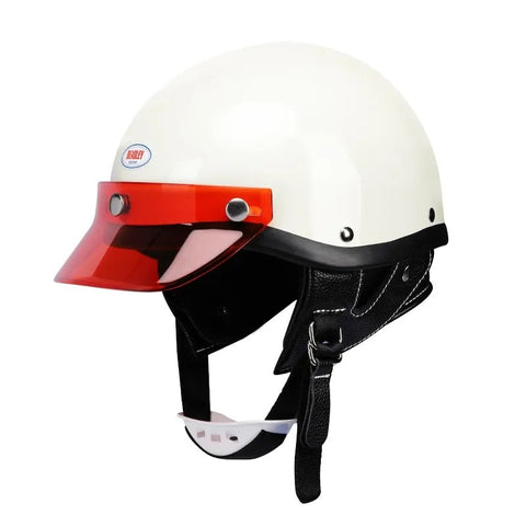 White & Red Retro Open Face 3/4 Beasley Motorcycle Helmet is brought to you by KingsMotorcycleFairings.com