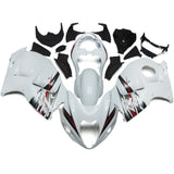 White, Silver and Red Fairing Kit for a 1999, 2000, 2001, 2002, 2003, 2004, 2005, 2006, & 2007 Suzuki GSX-R1300 Hayabusa motorcycle
