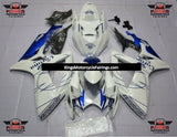 White and Blue Corona Fairing Kit for a 2006 & 2007 Suzuki GSX-R600 motorcycle