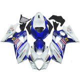 White and Blue Motul Fairing Kit for a 2007 & 2008 Suzuki GSX-R1000 motorcycle