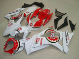 White and Red Lucky Strike Fairing Kit for a 2007 & 2008 Suzuki GSX-R1000 motorcycle