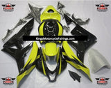 Black and Neon Yellow Fairing Kit for a 2007 and 2008 Honda CBR600RR motorcycle