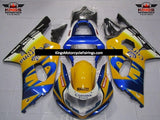 Yellow and Blue Tribal Corona Fairing Kit for a 2000, 2001, 2002 & 2003 Suzuki GSX-R600 motorcycle