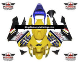 Yellow, Blue, White and Black Nastro Azzurro #46 Fairing Kit for a 2003 and 2004 Honda CBR600RR motorcycle