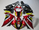 Candy Red, Black, Yellow and White Shark Fairing Kit for a 2009, 2010 & 2011 Yamaha YZF-R1 motorcycle