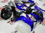Blue, Faux Carbon Fiber and Matte Black Fairing Kit for a 2004, 2005 & 2006 Yamaha YZF-R1 motorcycle