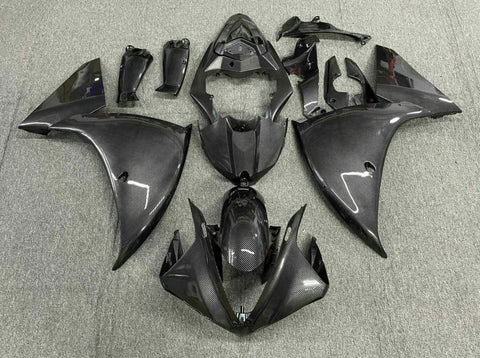 Yamaha R1 Fairings (2012-2014) Faux Carbon Fiber, Gray, Black at KingsMotorcycleFairings.com