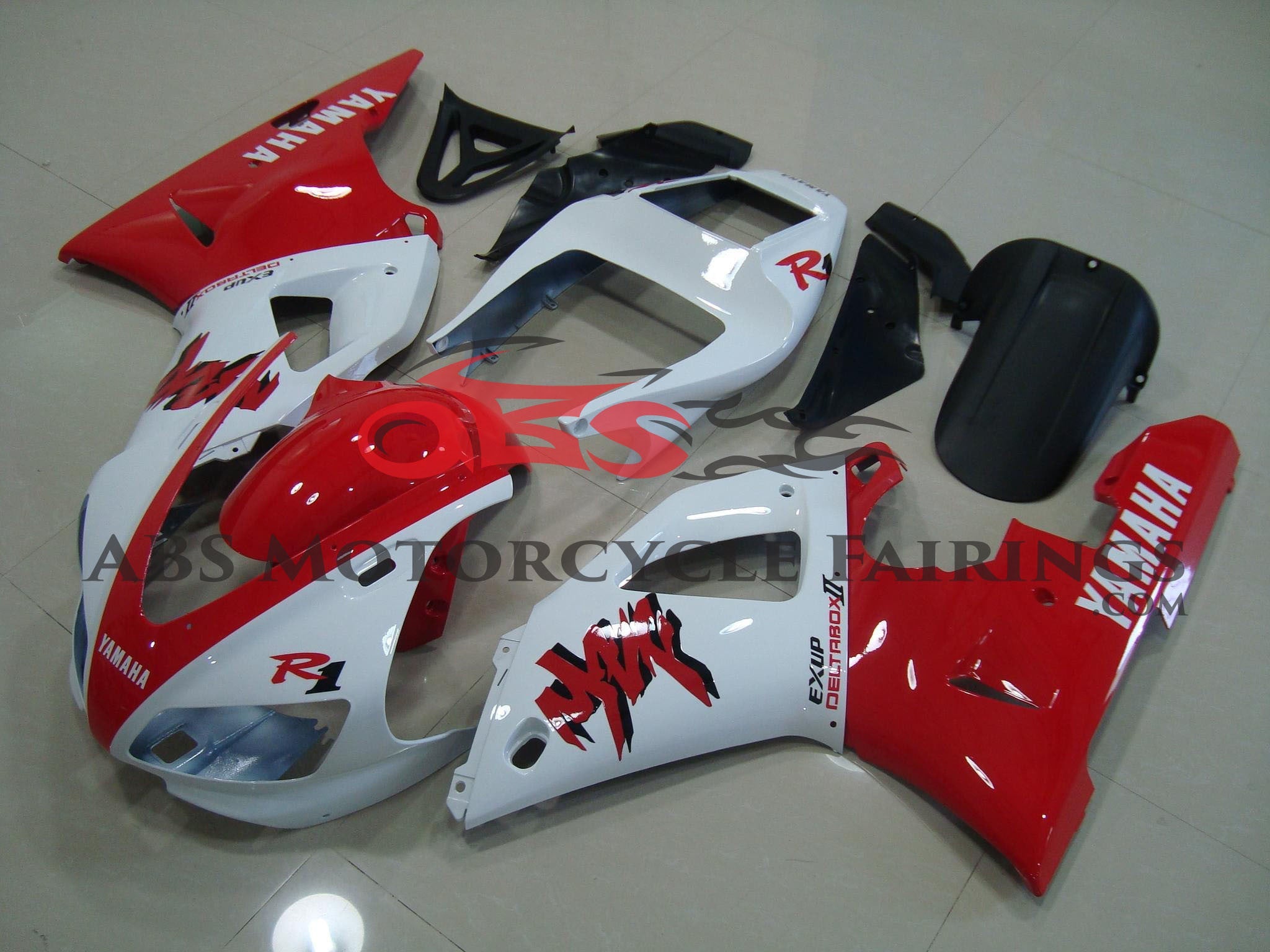 Yamaha YZF-R1 Fairings (1998-1999) White, Red Exup DeltaBox