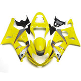 Yellow, Silver and Red Fairing Kit for a 2000, 2001 & 2002 Suzuki GSX-R1000 motorcycle