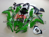 Green, Black and White #69 Fairing Kit for a 2011, 2012, 2013, 2014 & 2015 Kawasaki Ninja ZX-10R motorcycle