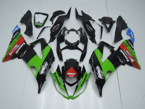 Black, Green, Red and Blue Motocard Fairing Kit for a 2013, 2014, 2015, 2016, 2017 & 2018 Kawasaki ZX-6R 636 motorcycle