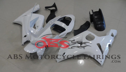 White Fairing Kit for a 2003 & 2004 Kawasaki ZX-6R 636 motorcycle