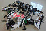 White and Black Monster Energy Fairing Kit for a 2009, 2010, 2011 & 2012 Kawasaki Ninja ZX-6R 636 motorcycle