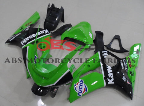 Green, Black and White Fairing Kit for a 2003 & 2004 Kawasaki ZX-6R 636 motorcycle